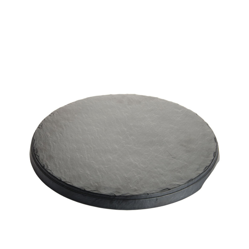 Siyah Melamin Oval Taş Görünümlü Tabak 35Cm - 1