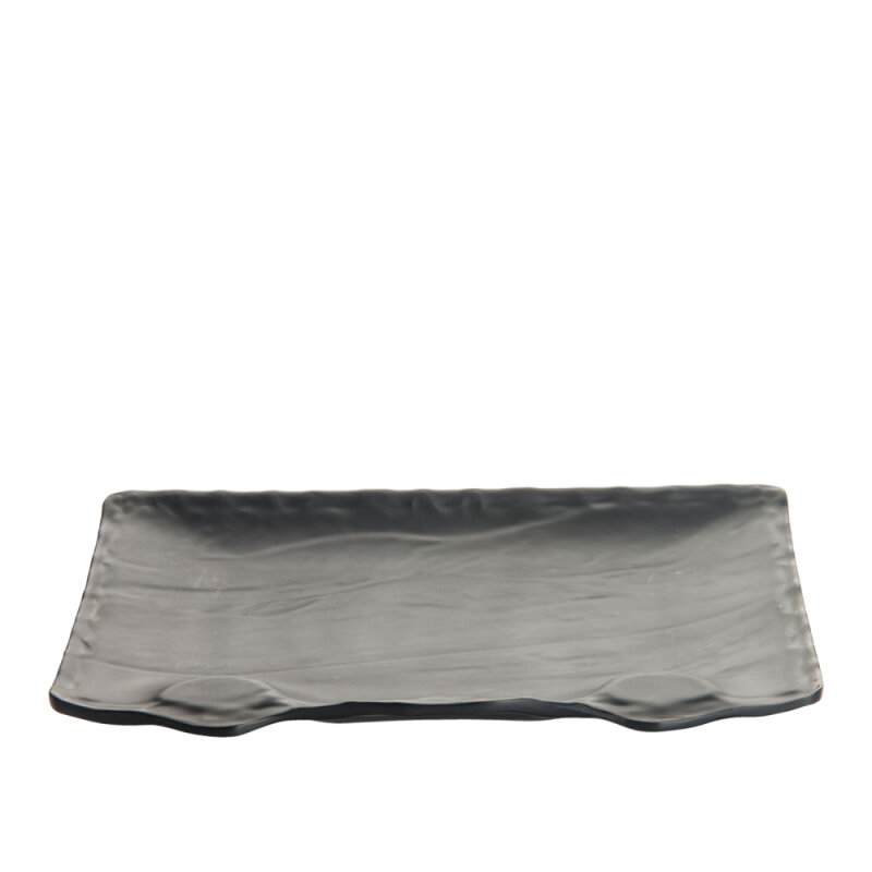 Siyah Melamin Taş Görünümlü Sunum Tepsi 28Cm - 1