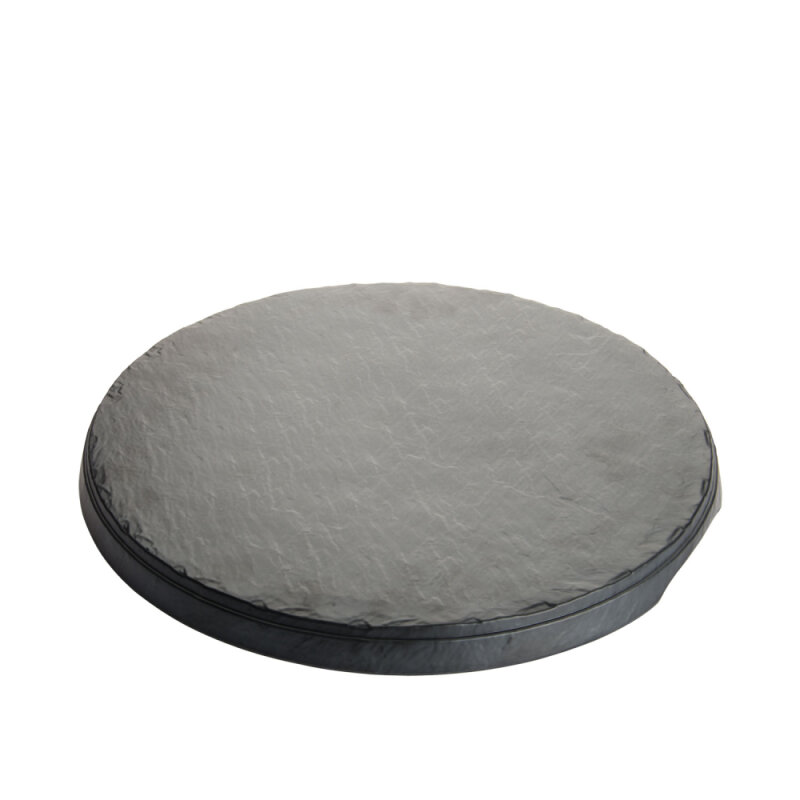 Siyah Melamin Yuv. Taş Görünümlü Düz Tepsi 42Cm - 1