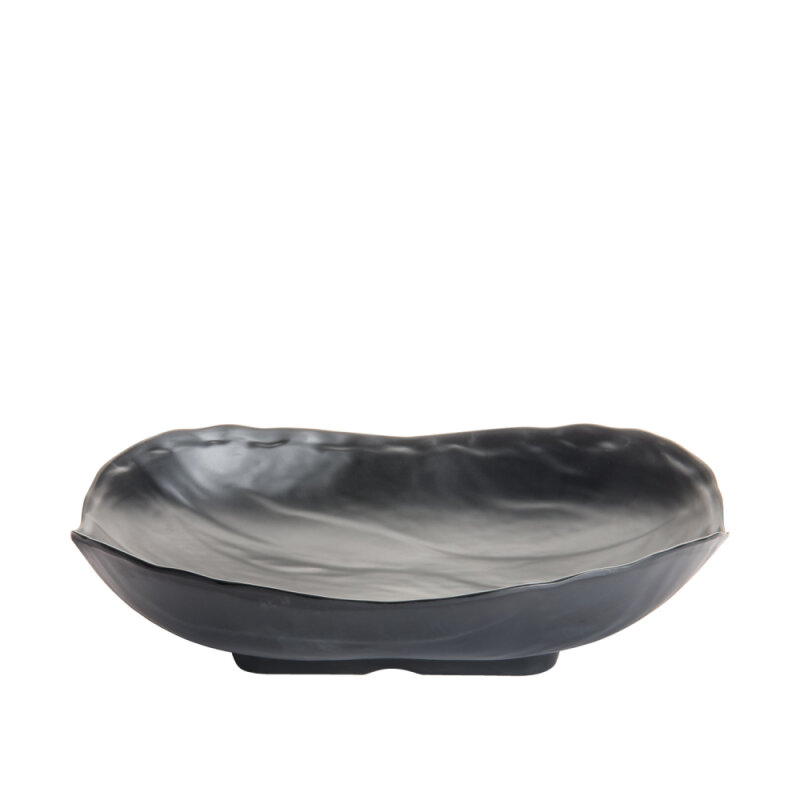 Siyah Melamin Taş Görünümlü Çukur Sunum Tabak 29Cm - 1