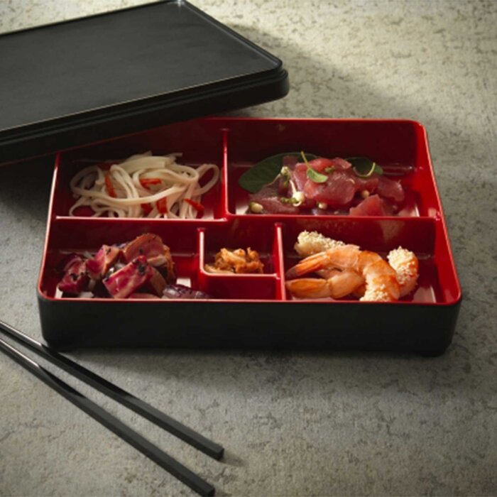 Steelite Karma Black & Red Melamin Bölmeli Tepsi 27.3X21.3 68A525EL645 - 2