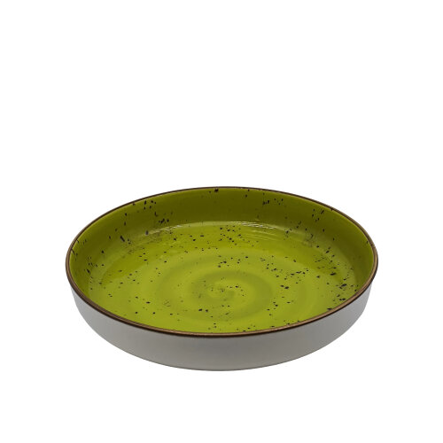 Tulu Porselen Step Çukur Tabak 24 cm Reactıve 79 Yeşil - TULU PORSELEN