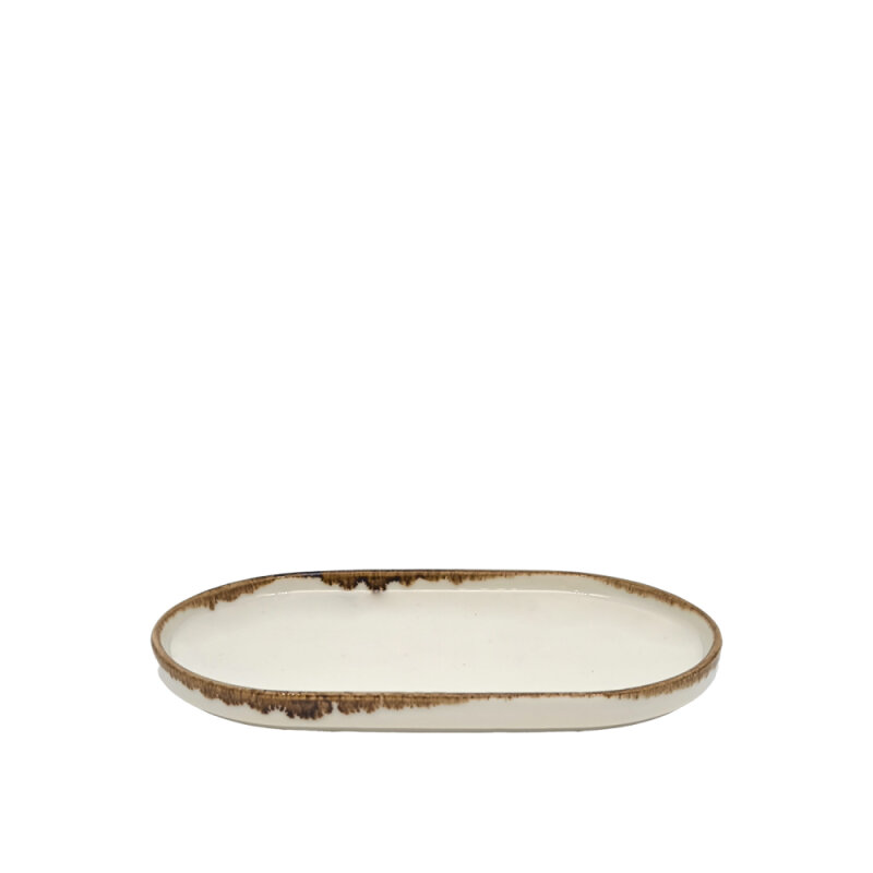 Zest Porcelain Step Kayık Tabak 25 cm x 15 cm Chocolate - 1