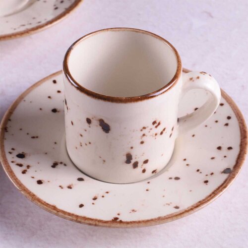 Zest Porcelain Flat Kahve Fincanı 90Cc -Paris Krem - ZEST PORCELAIN