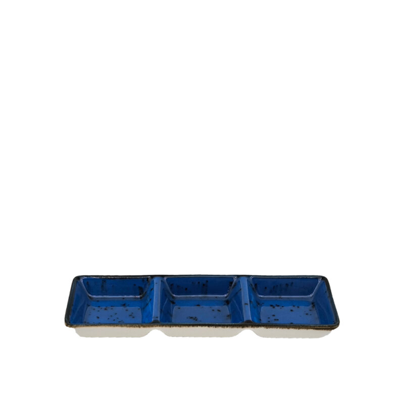 Zest Porcelain Üçlü Sosluk 20Cm X 6,5Cm-Paris Mavi - 1