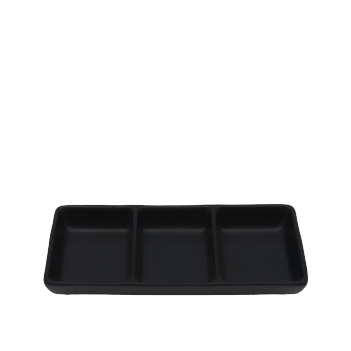 Tulu Porselen Tulu Üçlü Sosluk –Saten 64 Siyah - 1