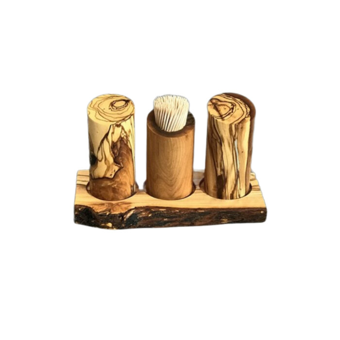 Zeytiniz Üçlü Doğal Form Tuzluk Seti19 x 7,5 cm stand - 1