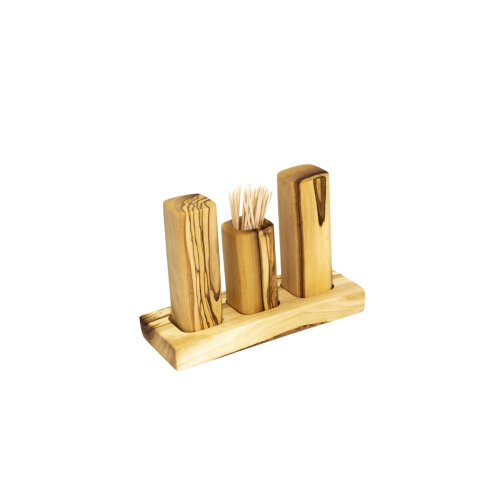 Zeytiniz Üçlü Tuzluk Kürdanlık Standlı Set17X7 Cm Stand / 1 - ZEYTİNİZ