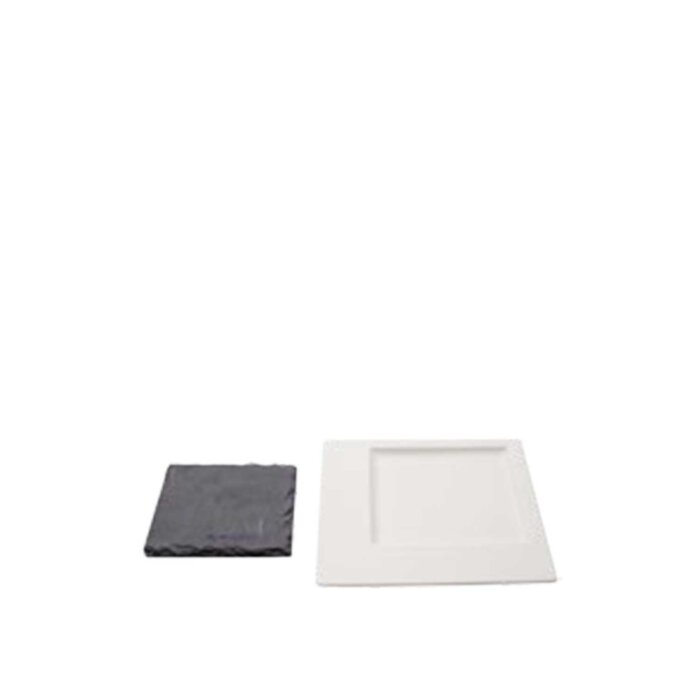Ultraform Hotel Porselen Kare Bölmeli Kare Sunum Tabak 20X20 cm - 1