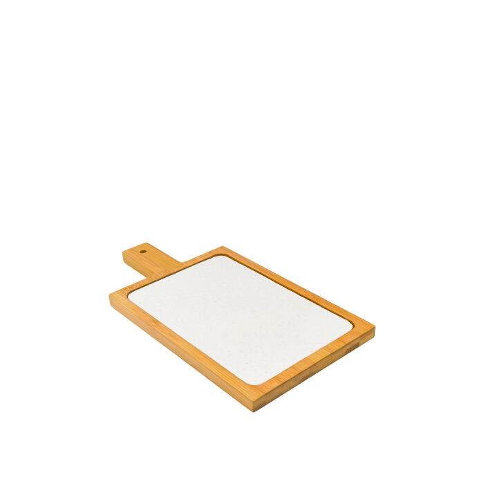 Ultraform Porselen Sunum Tabak Bambu Standlı 33.5 x17.5 cm - 1