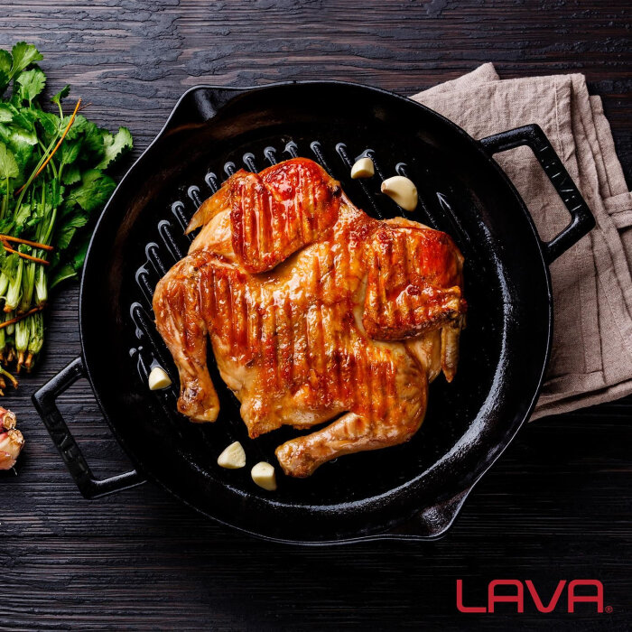 Lava Yuvarlak Izgara Tava Çap 30 Cm Cam Kapaklı - 3