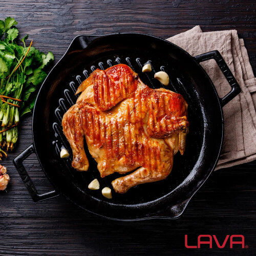 Lava Yuvarlak Izgara Tava Çap 30 Cm Cam Kapaklı - 3