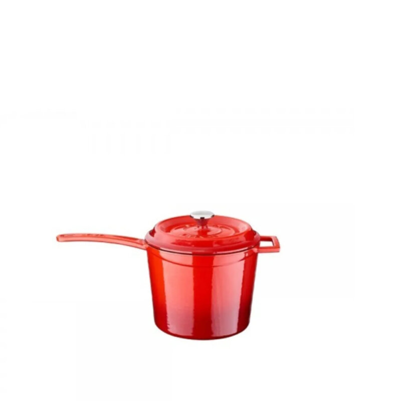 Lava Yuvarlak Saplı Tencere Çap 18 (Sütlük) Kırmızı - 1