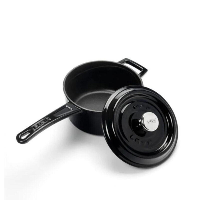 Lava Yuvarlak Saplı Tencere Çap 18 (Sütlük) Siyah - 1